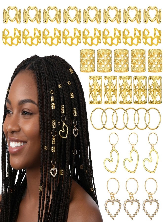 Matwsec 106 Pcs Hair Accessories for Braids Gold Hair Jewelry Adjustable Hair Rings Hair Cuff Hair Charms Braid Loc Jewelry for Dreadlocks Decorations for Men Women Festival Pirate Hallowee - Image 1